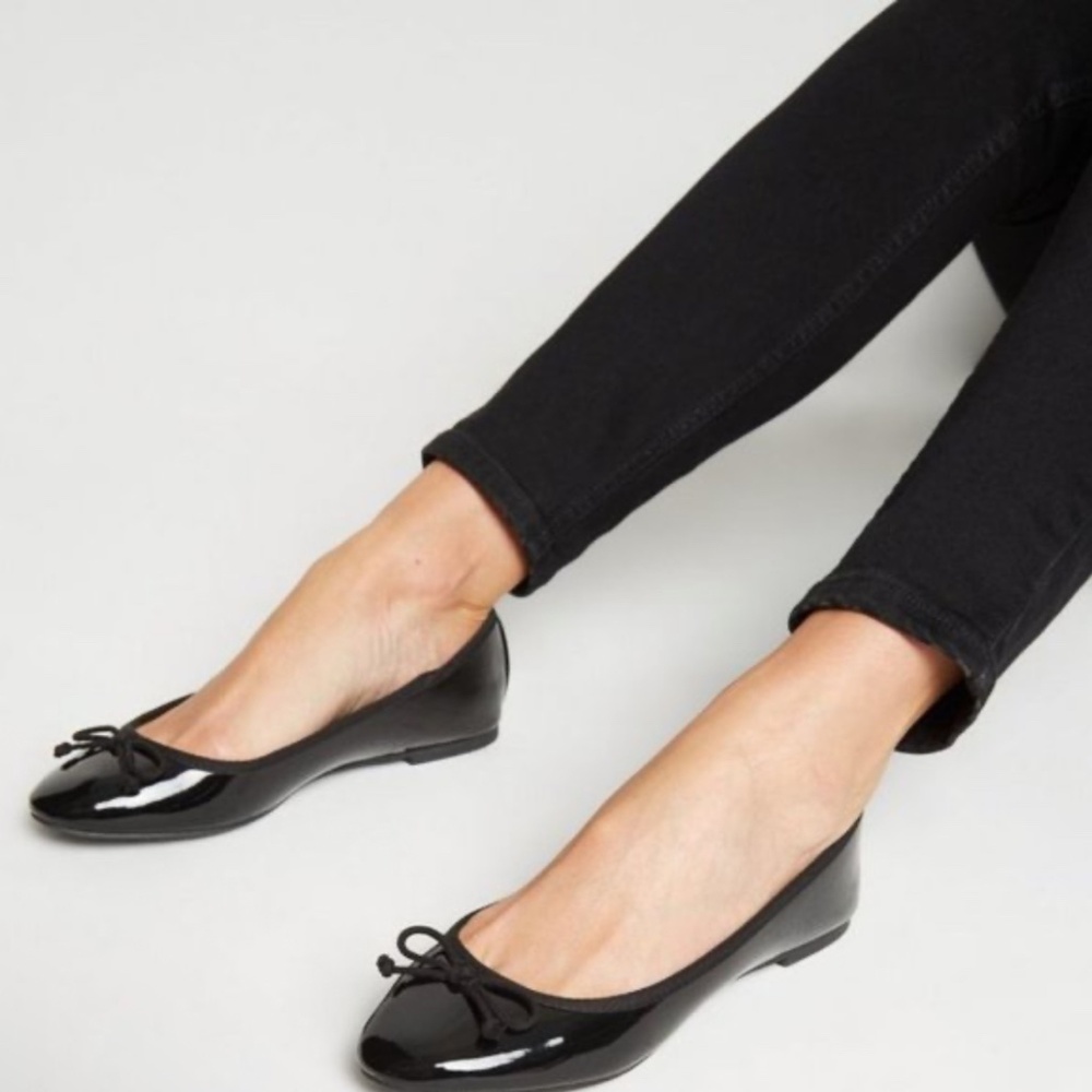 J. Crew Black Patent Leather Ballet Flats with Bow